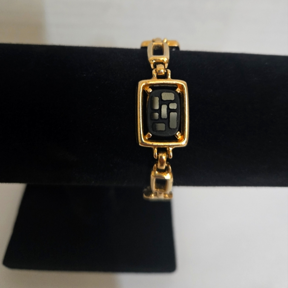 EMMONS BLACK AND GOLD TONE BRACELET 8"IN